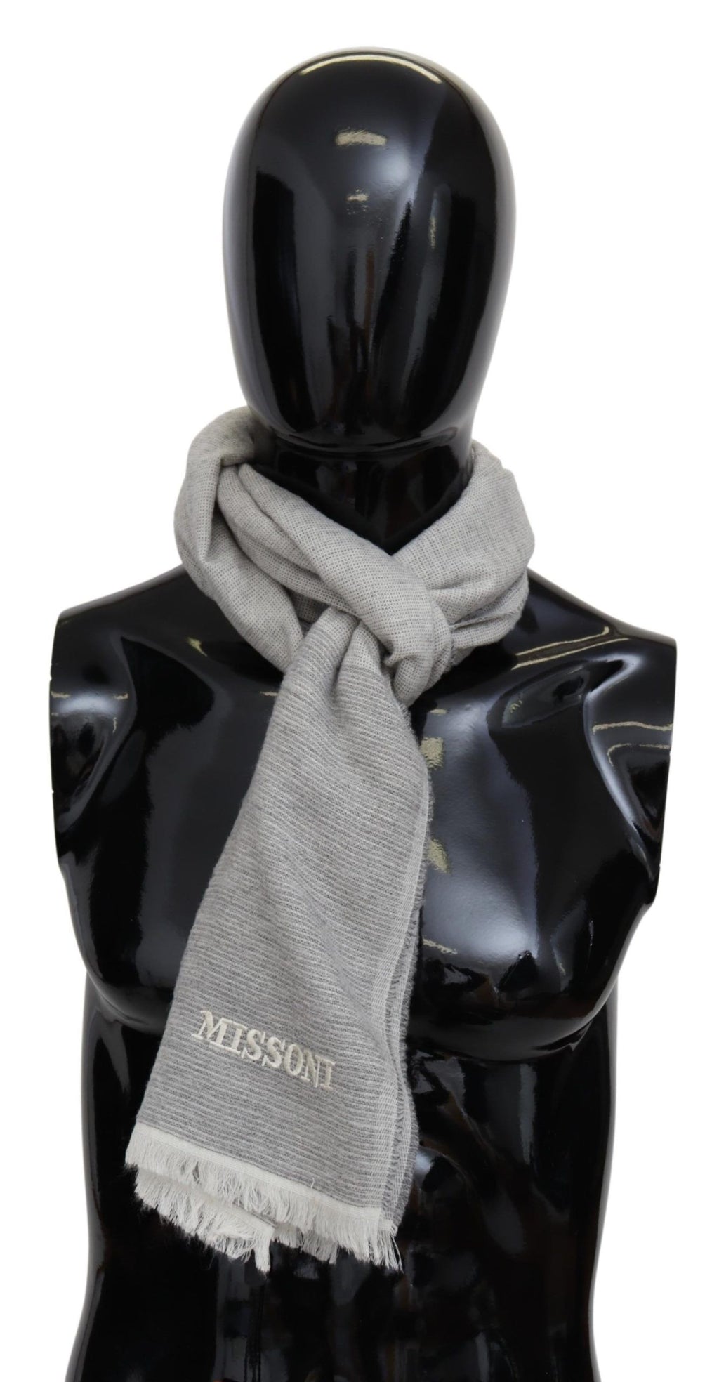 Missoni – Eleganter, beiger Wollschal mit Stickerei-Detail