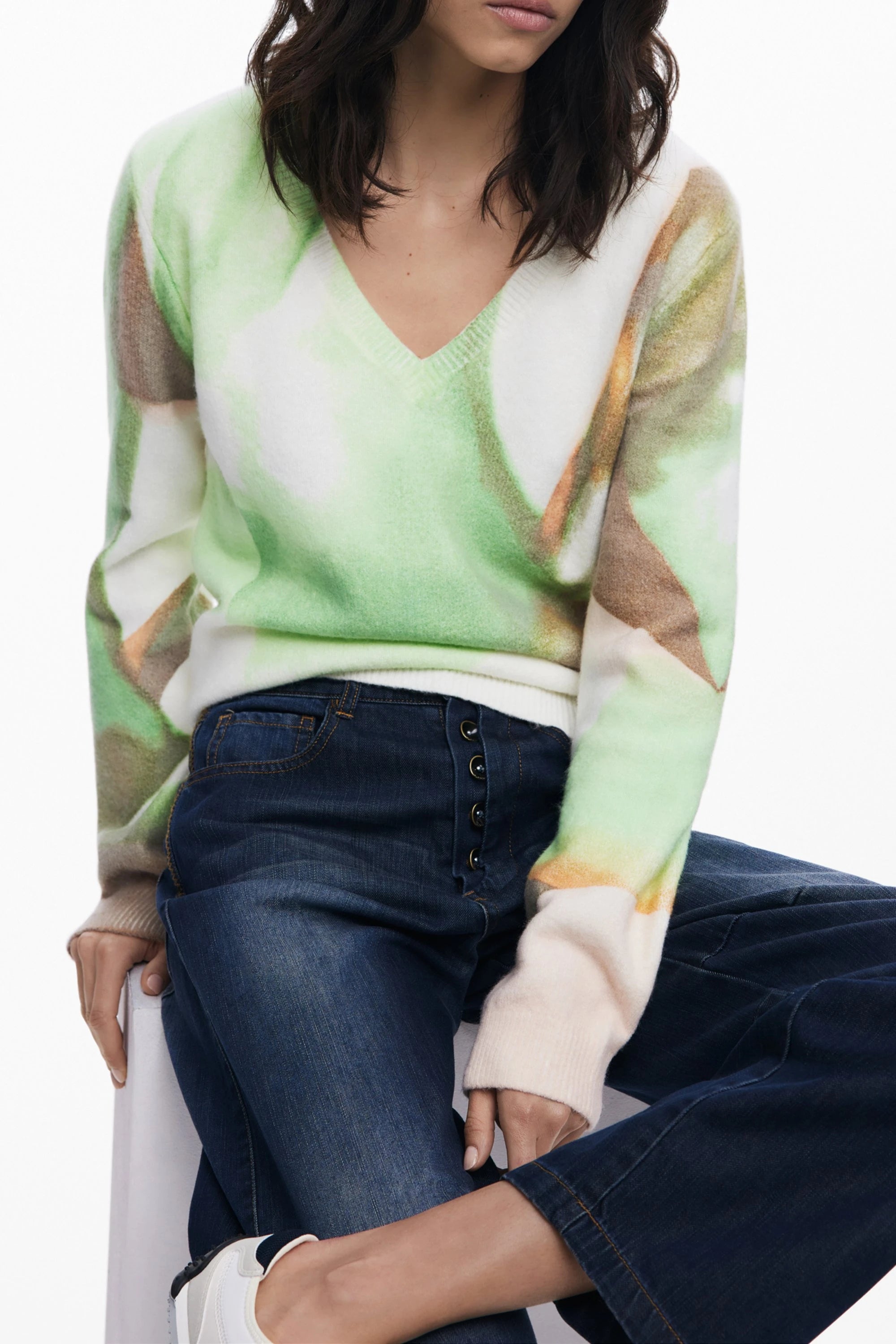 DESIGUAL WOMEN&#39;S GREEN SWEATER