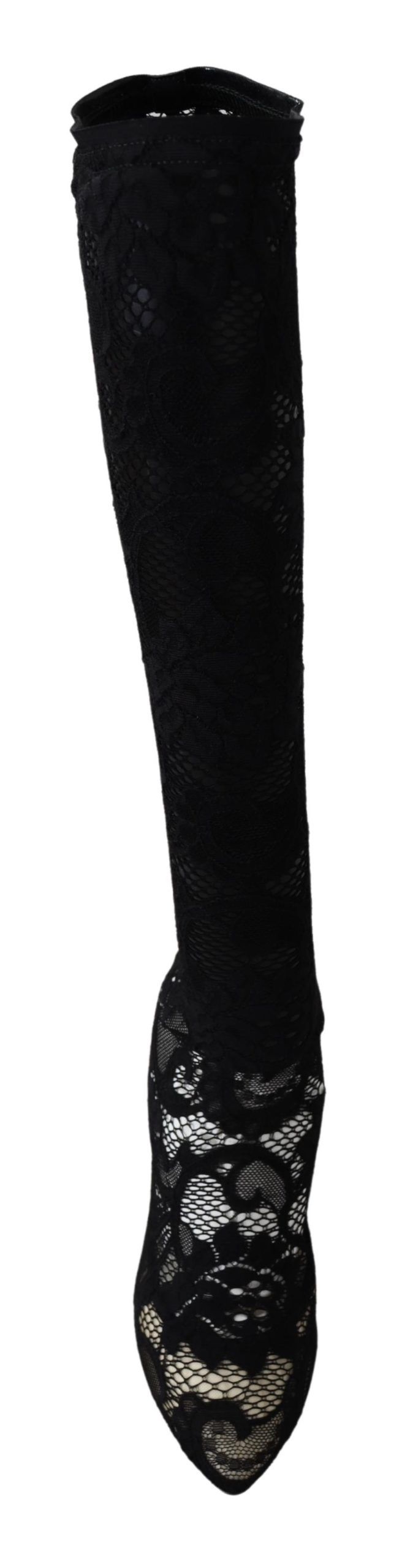 Dolce &amp; Gabbana Elegante schwarze Stretch-Sockenpumps