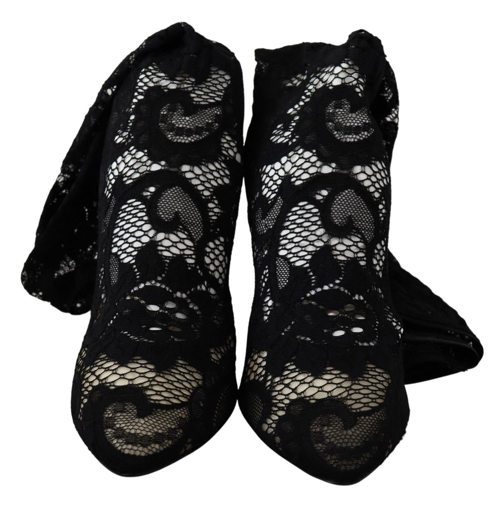 Dolce &amp; Gabbana Elegante schwarze Stretch-Sockenpumps