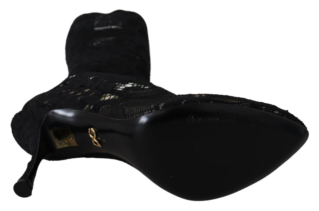 Dolce &amp; Gabbana Elegante schwarze Stretch-Sockenpumps
