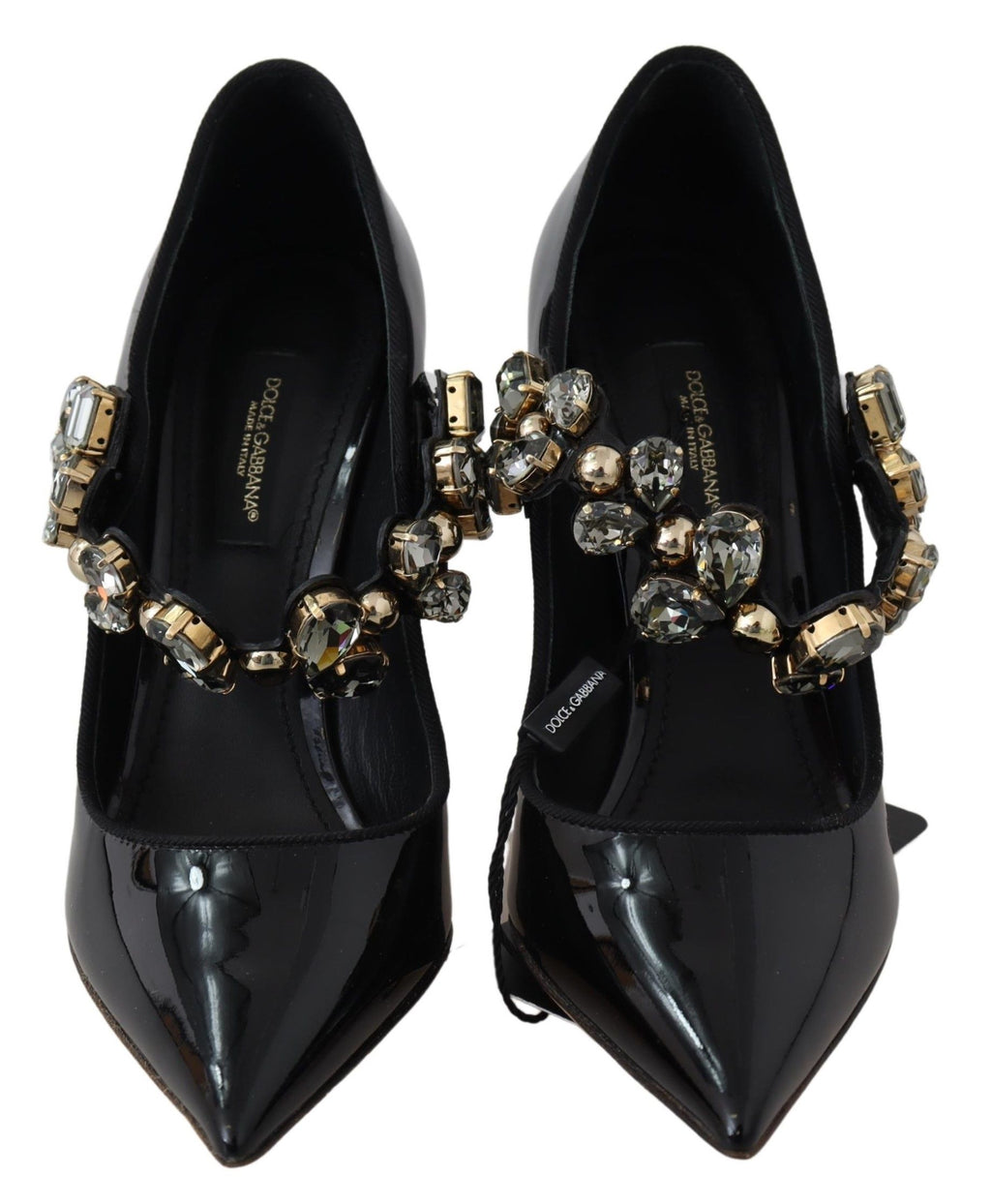Dolce &amp; Gabbana Elegante schwarze Pumps aus Leder mit Kristallen