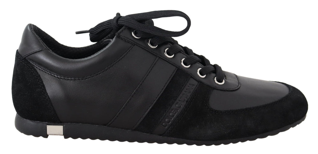 Dolce &amp; Gabbana Elegante schwarze Sport-Sneakers aus Leder