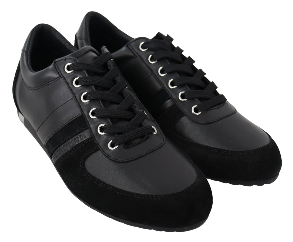 Dolce &amp; Gabbana Elegante schwarze Sport-Sneakers aus Leder