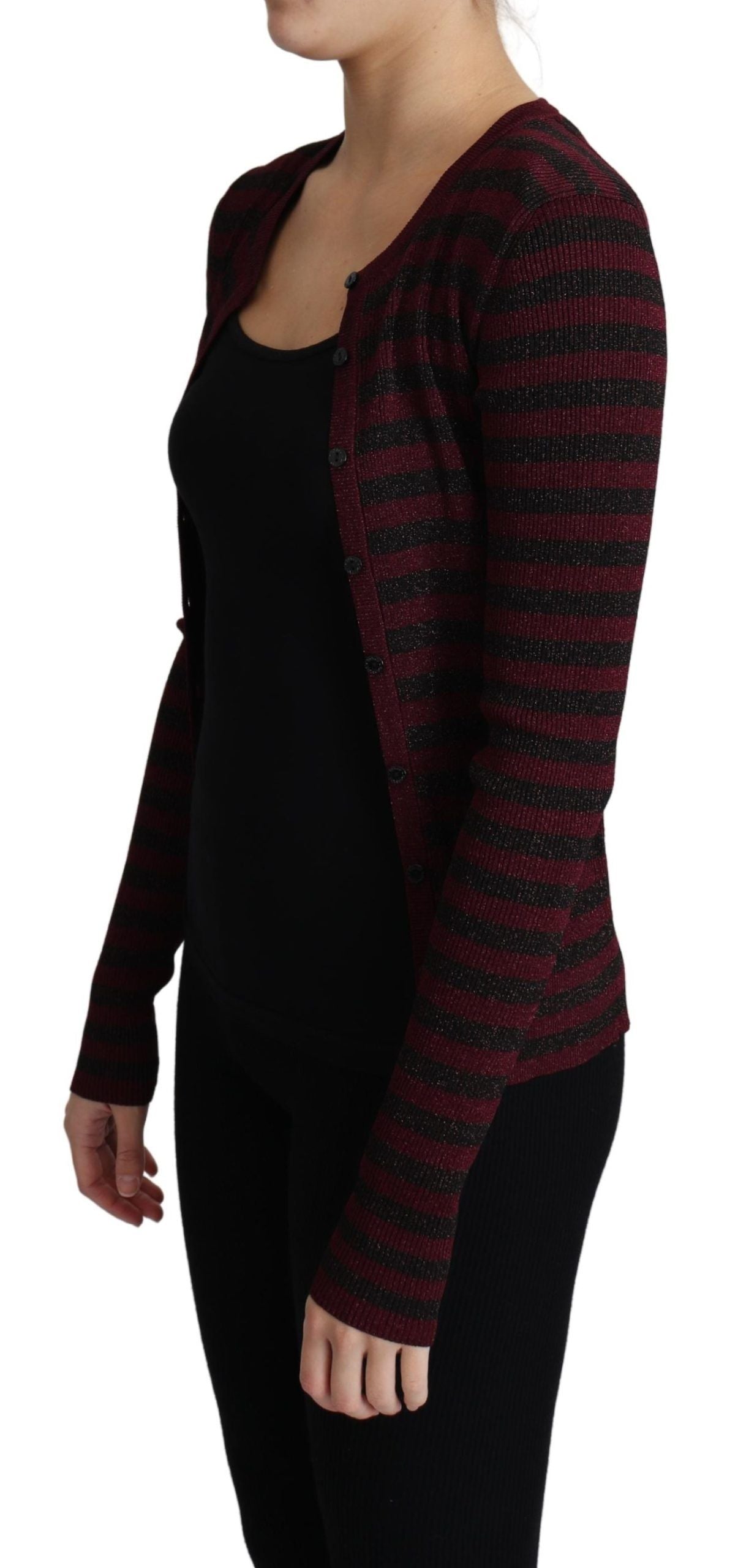 Dolce &amp; Gabbana Elegante gestreifte Viskose-Strickjacke