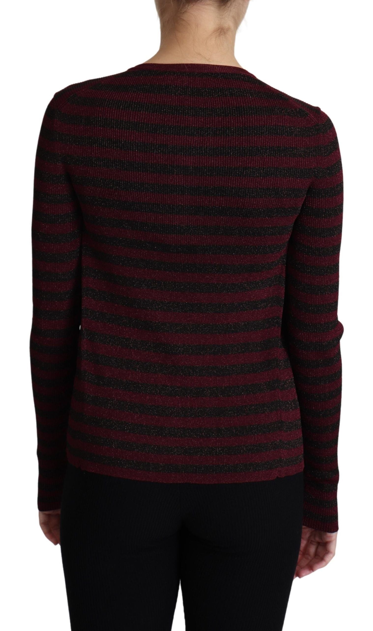Dolce &amp; Gabbana Elegante gestreifte Viskose-Strickjacke