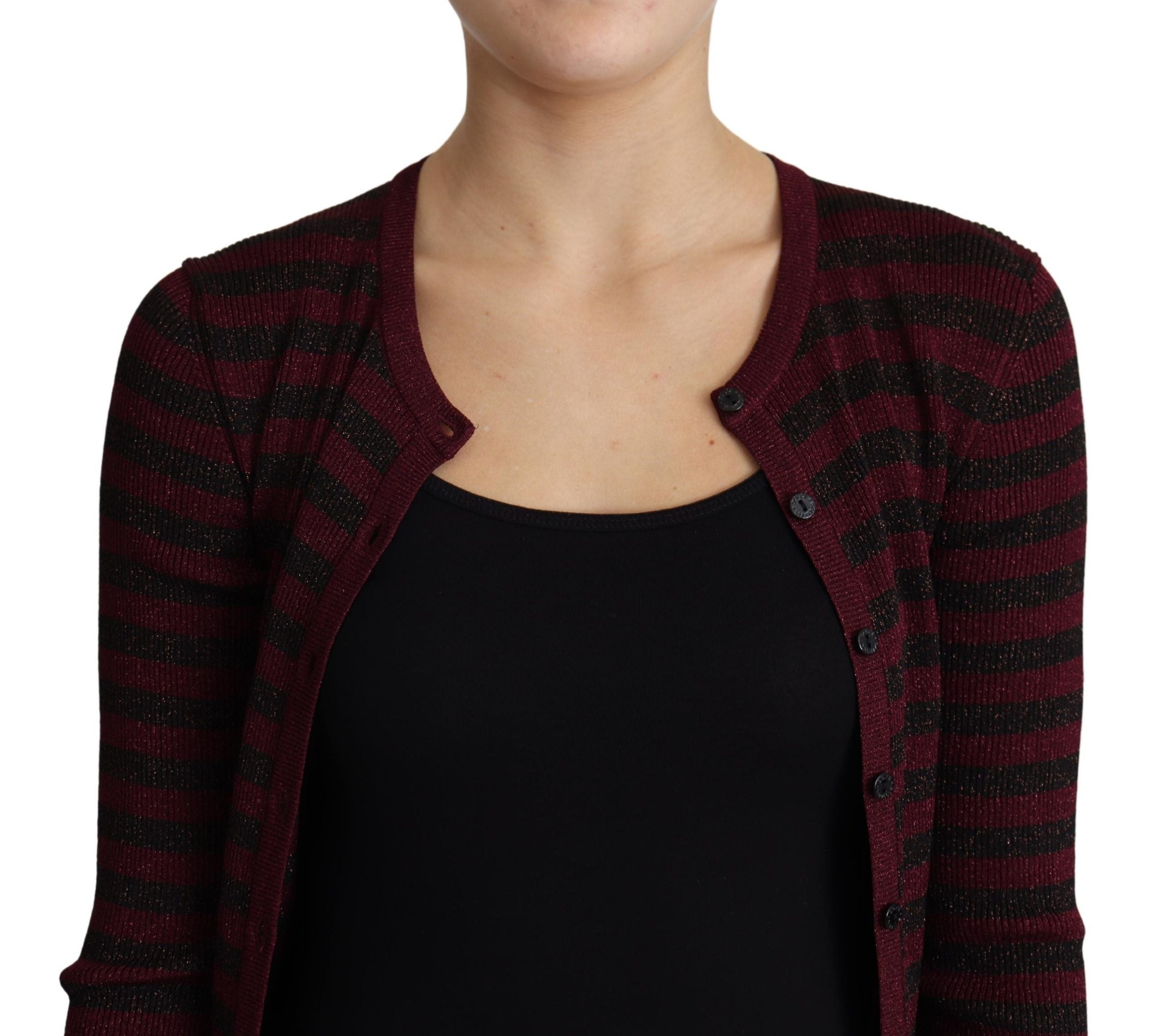 Dolce &amp; Gabbana Elegante gestreifte Viskose-Strickjacke