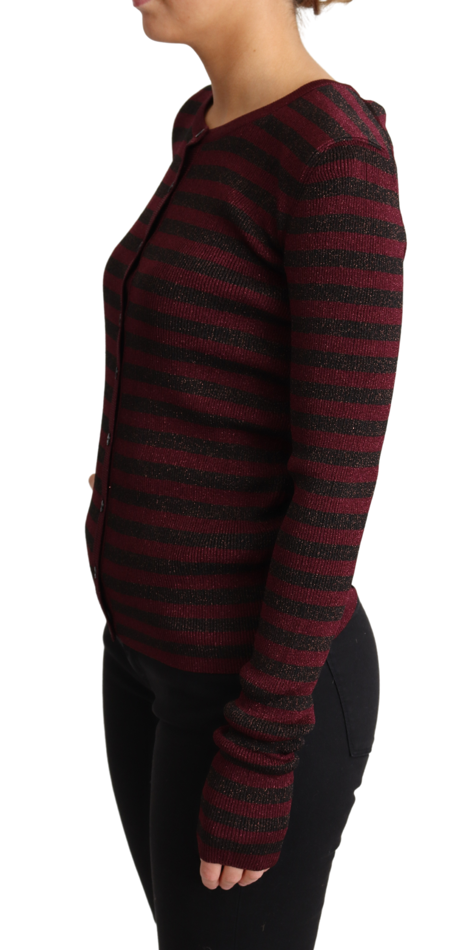 Dolce &amp; Gabbana Elegante gestreifte Viskose-Strickjacke