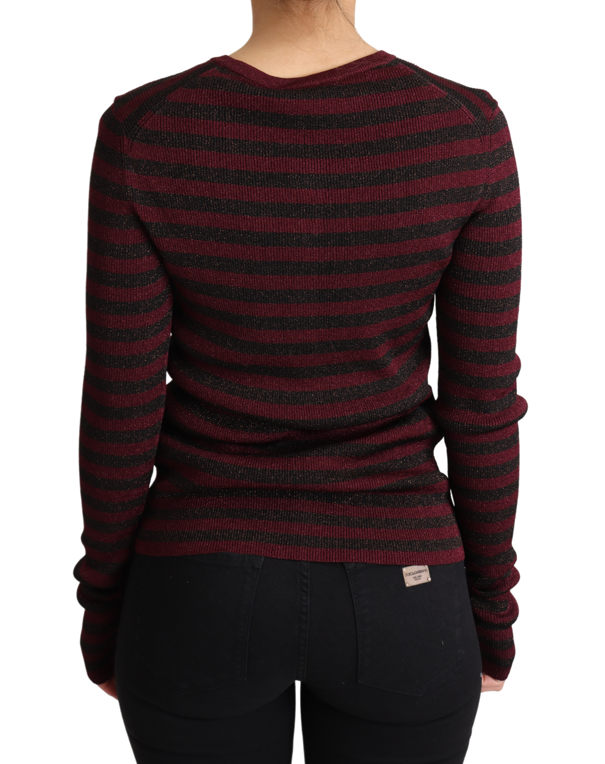 Dolce &amp; Gabbana Elegante gestreifte Viskose-Strickjacke