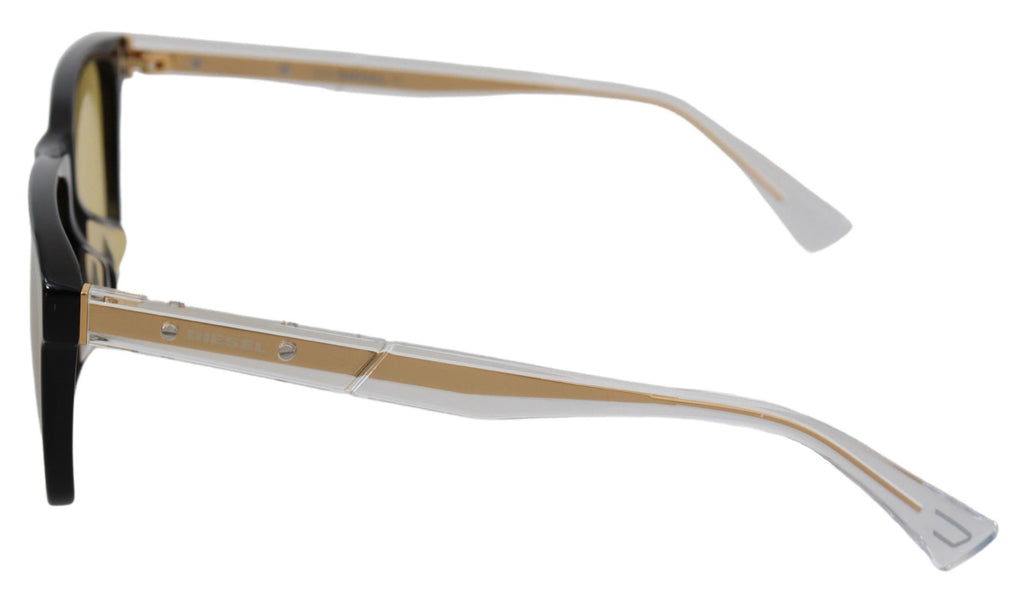 Diesel – Schicke Sonnenbrille aus schwarzem Acetat mit gelben Gläsern