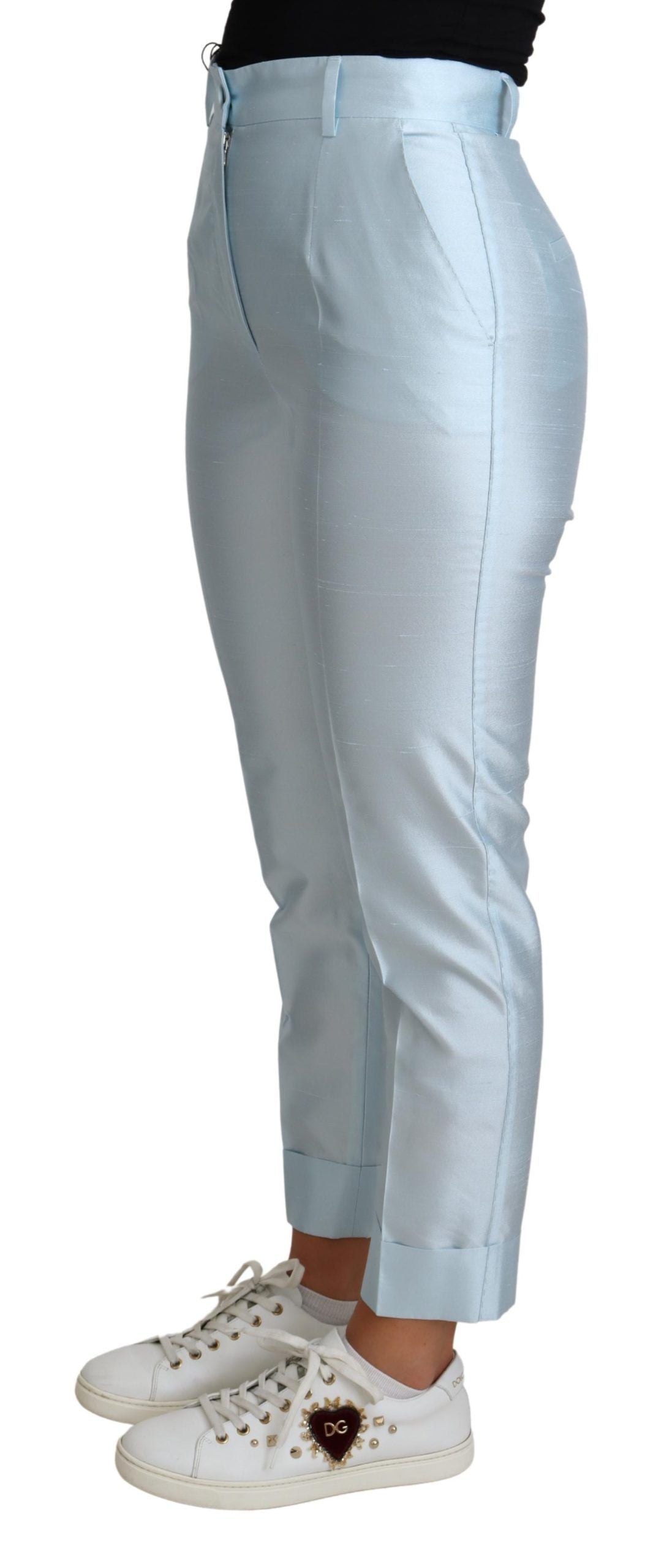 Pantalon élégant en soie taille haute Dolce &amp; Gabbana
