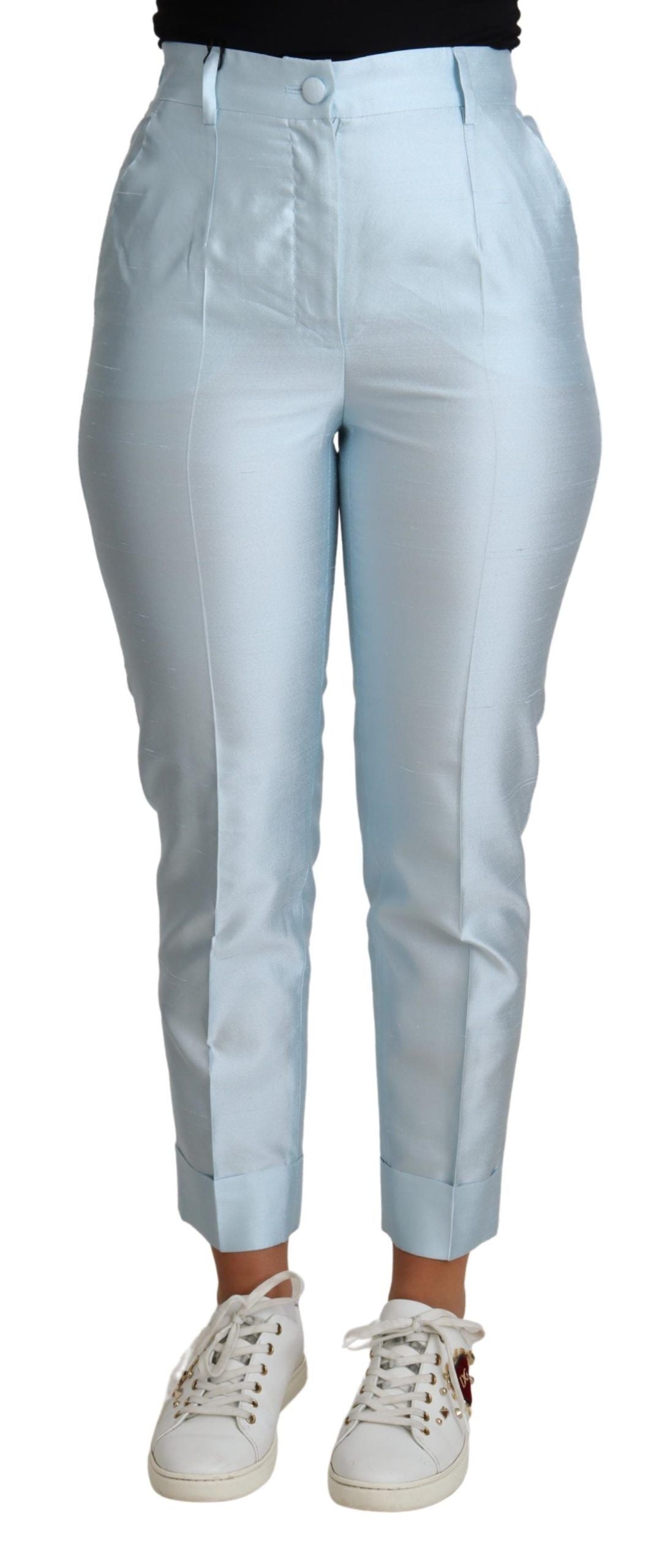 Pantalon élégant en soie taille haute Dolce &amp; Gabbana