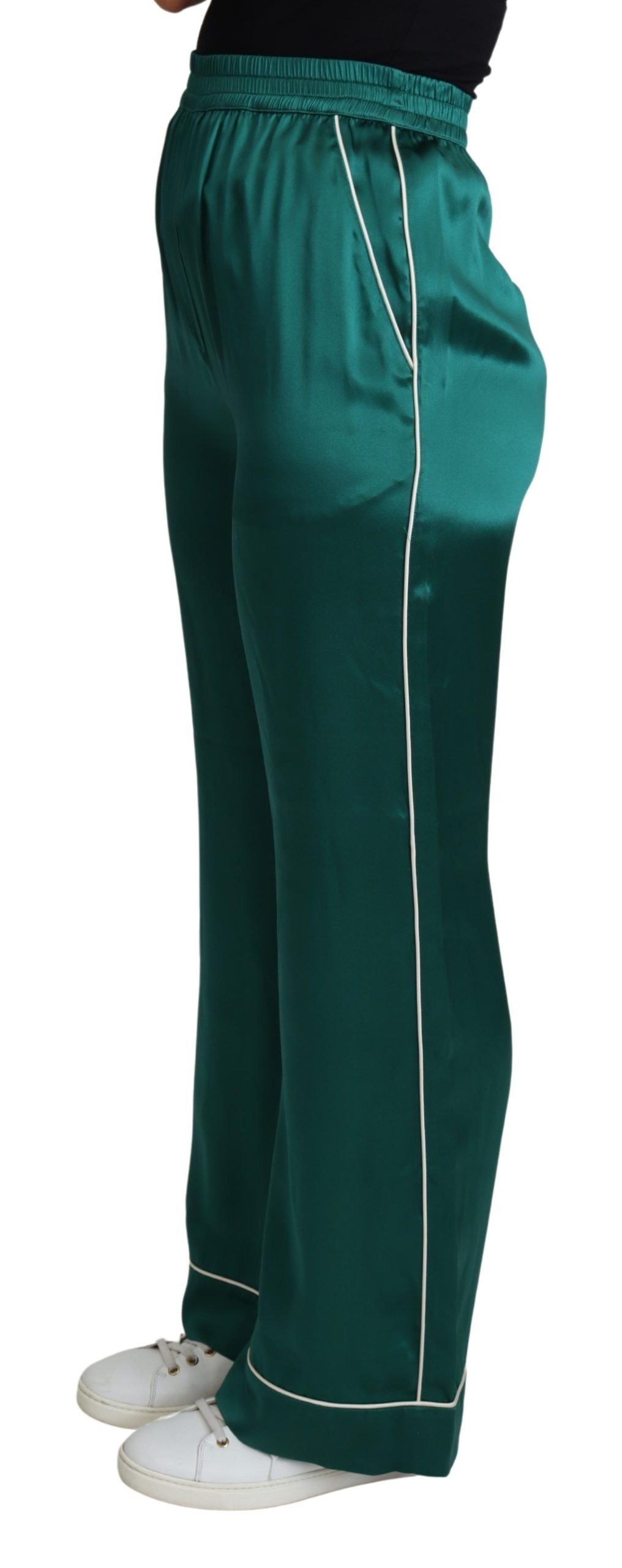 Pantalon de pyjama en soie Dolce &amp; Gabbana, exquis, vert luxuriant