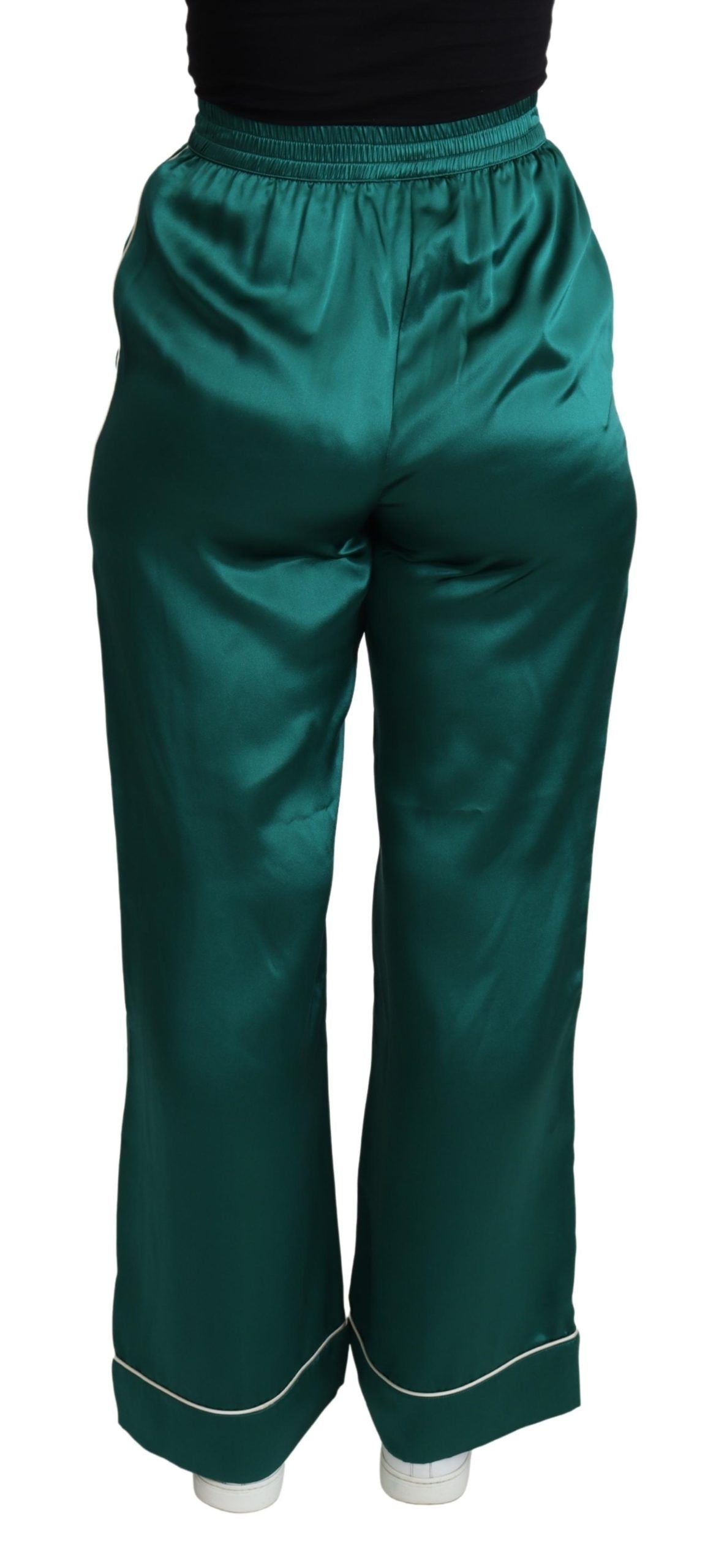 Pantalon de pyjama en soie Dolce &amp; Gabbana, exquis, vert luxuriant