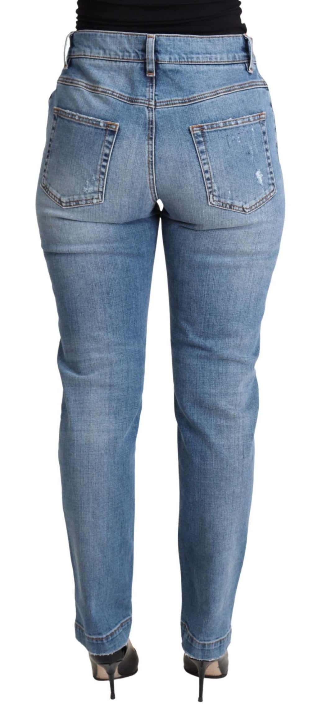 Dolce &amp; Gabbana Schicke, hoch taillierte, zerfetzte Röhrenjeans