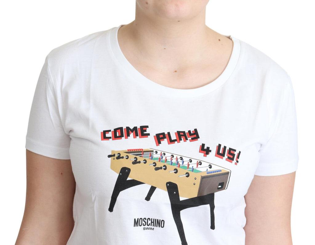 T-shirt col rond en coton Moschino Chic avec imprimé ludique