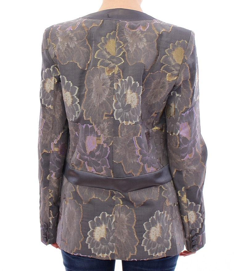 Blazer chic en soie à fleurs à un bouton Roberto Fragata