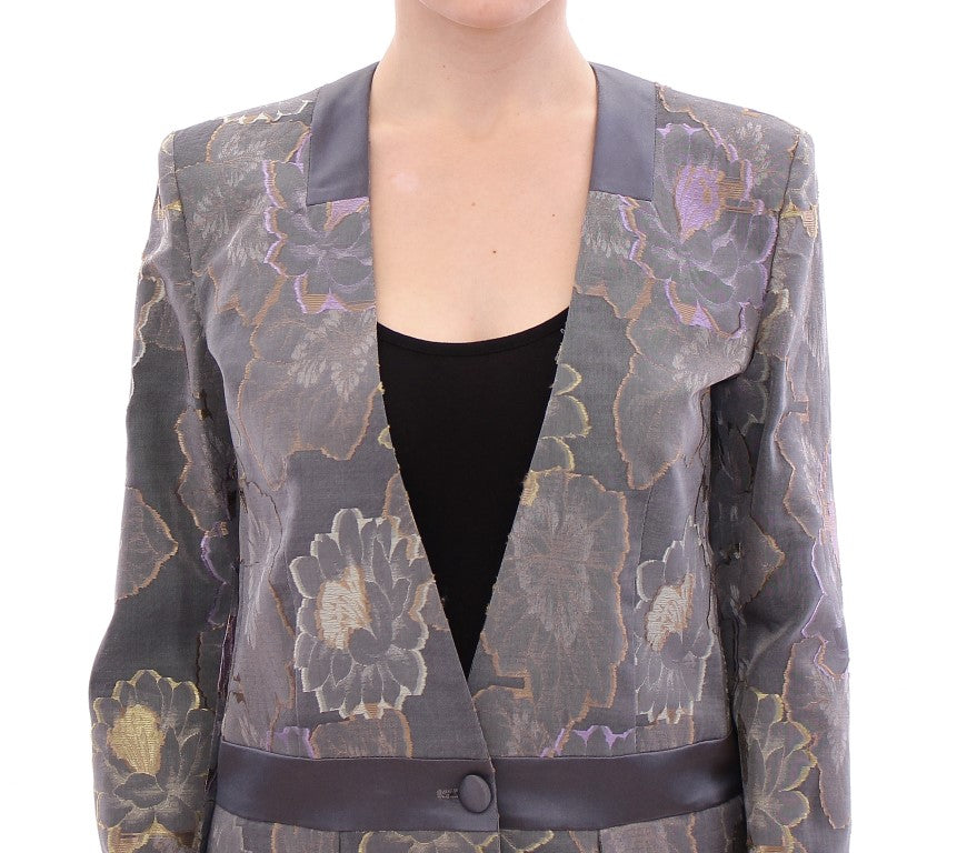 Blazer chic en soie à fleurs à un bouton Roberto Fragata
