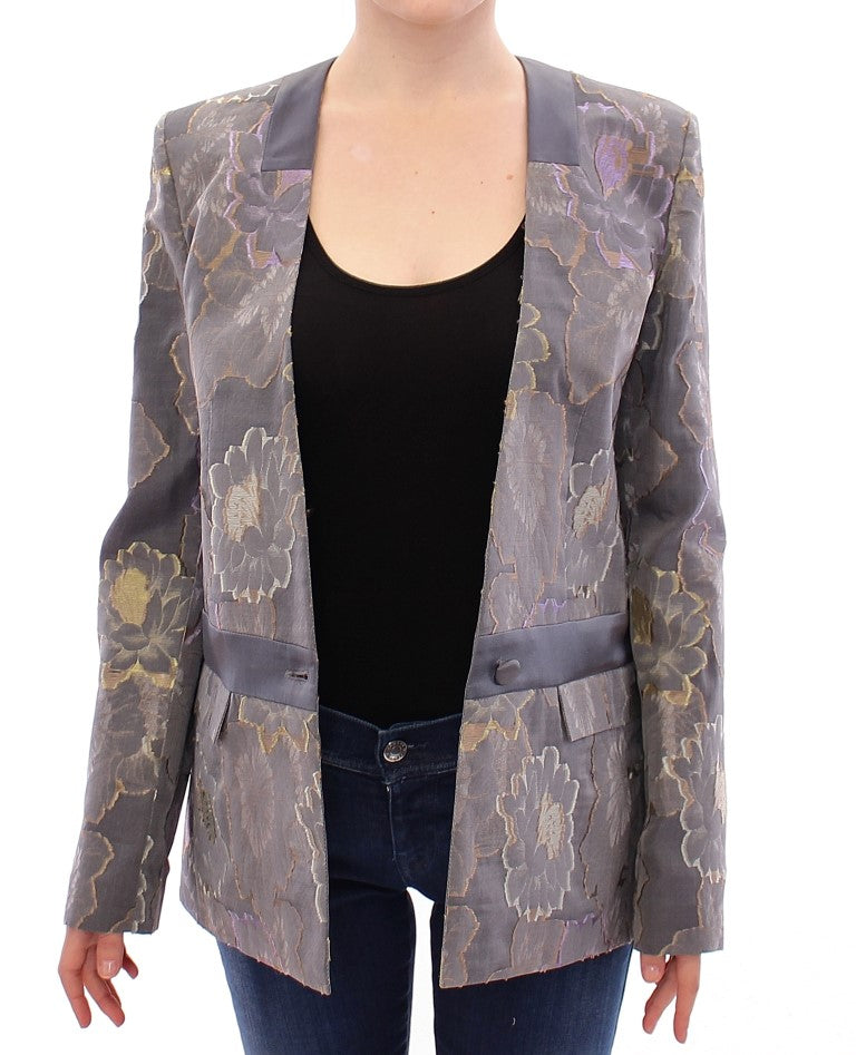 Blazer chic en soie à fleurs à un bouton Roberto Fragata