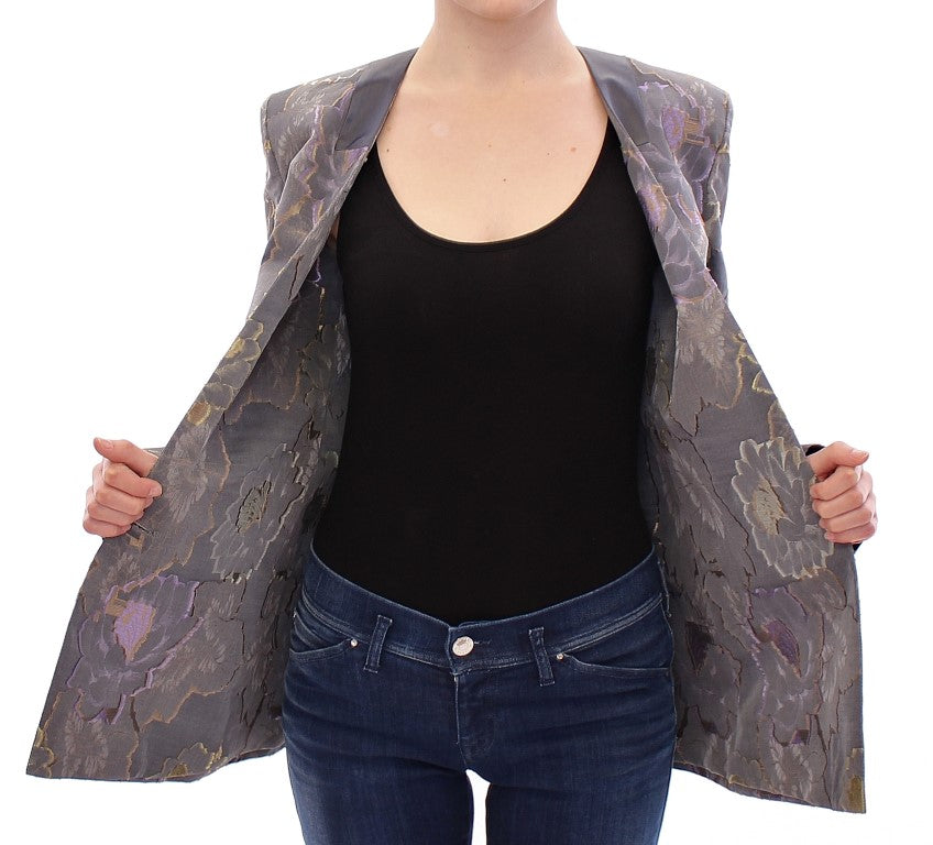 Blazer chic en soie à fleurs à un bouton Roberto Fragata