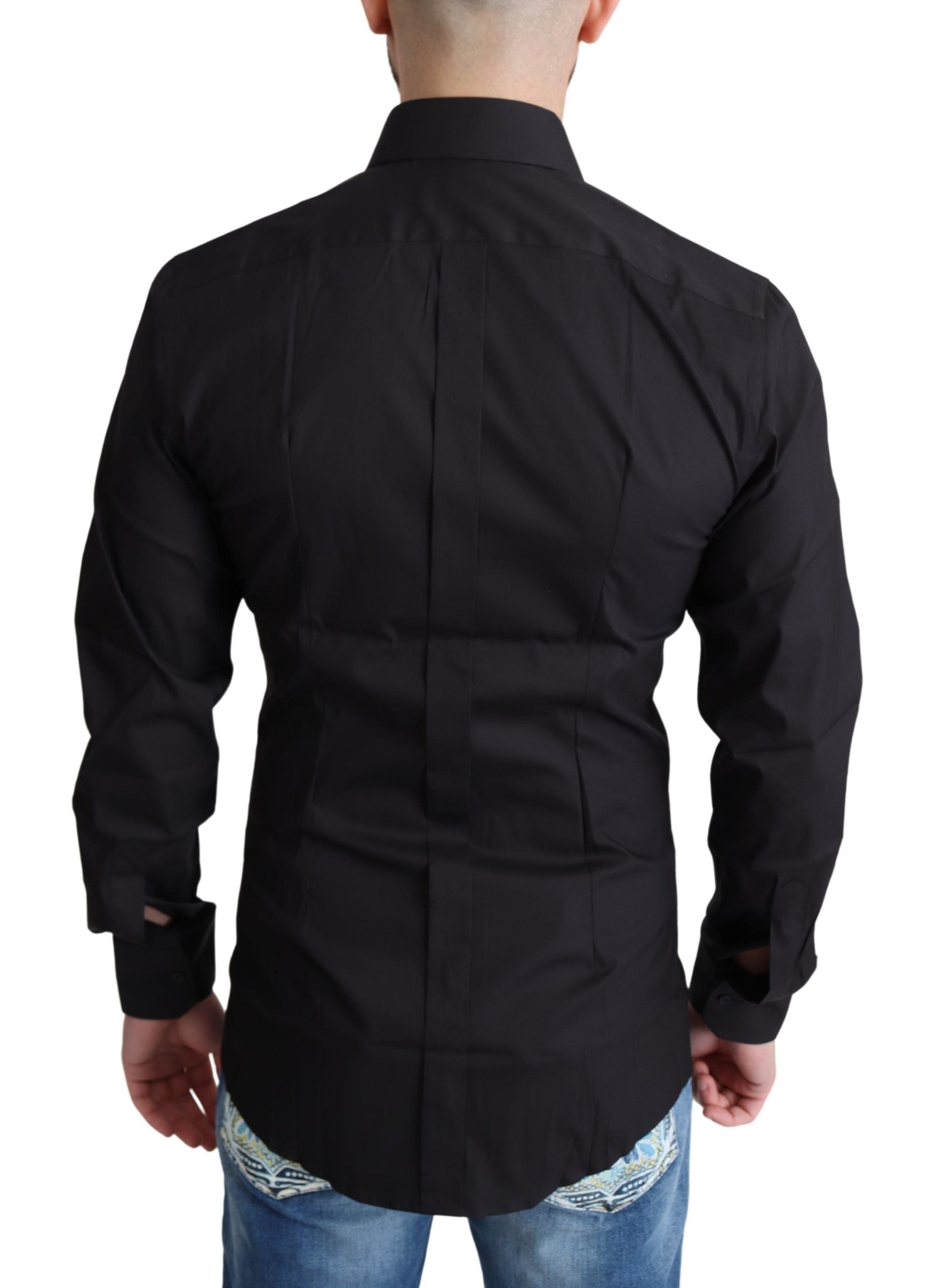 Dolce &amp; Gabbana Elegantes Slim Fit Hemd in Schwarz und Gold