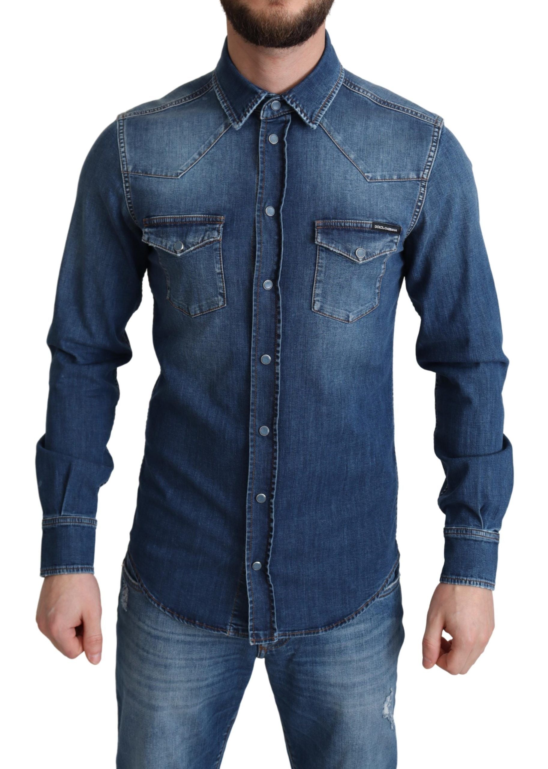 Chemise décontractée élégante en denim à manches longues Dolce &amp; Gabbana