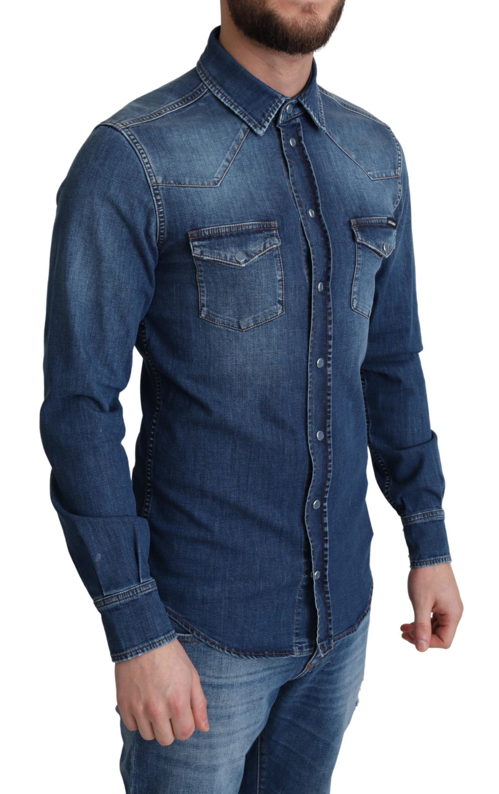 Chemise décontractée élégante en denim à manches longues Dolce &amp; Gabbana