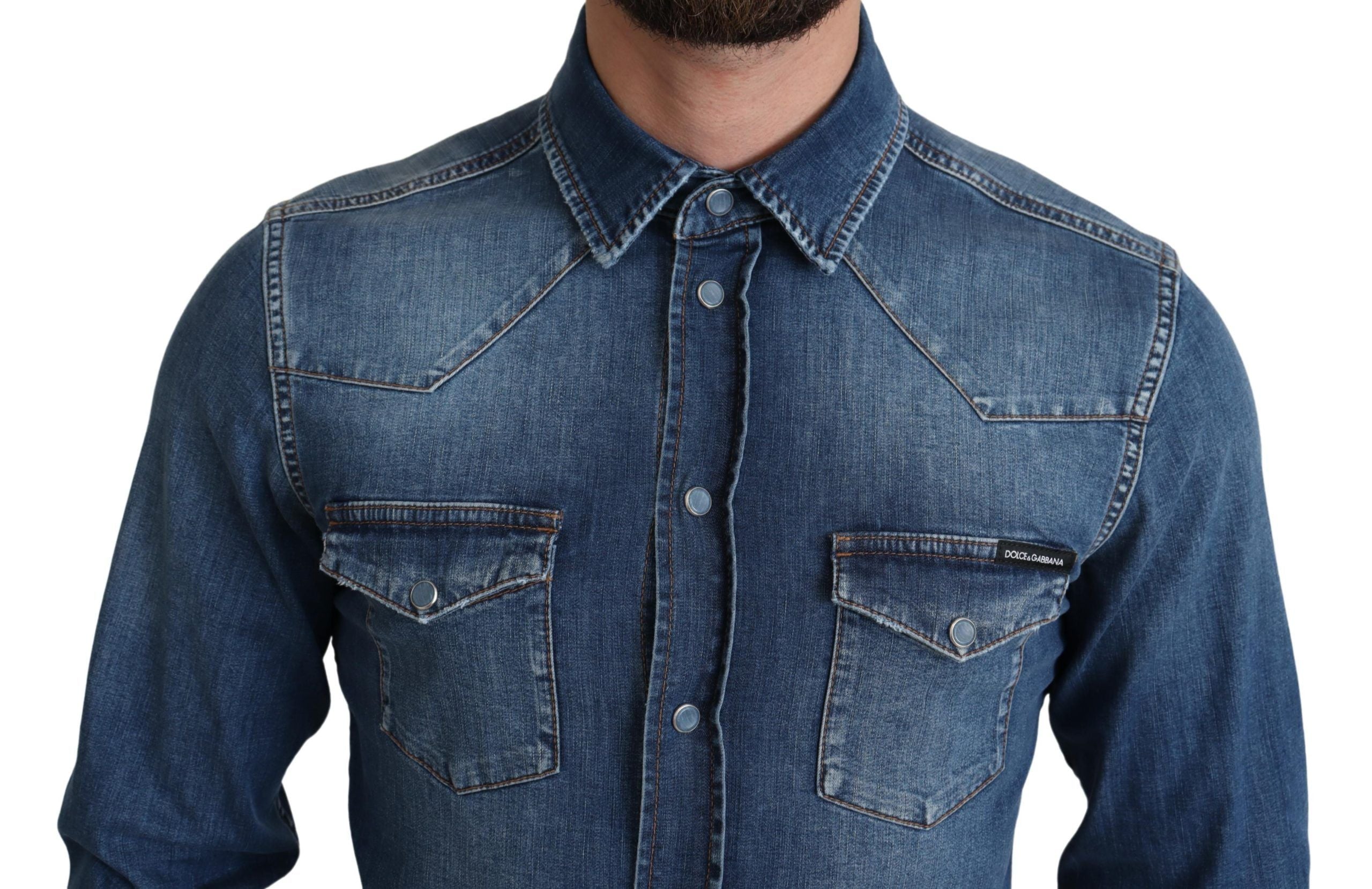 Chemise décontractée élégante en denim à manches longues Dolce &amp; Gabbana