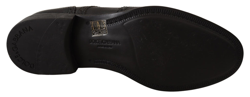 Dolce &amp; Gabbana – Elegante Derby-Schuhe aus schwarzem Leder mit Flügelkappe