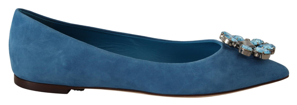 Dolce &amp; Gabbana Elegante, mit Kristallen verzierte Wildleder-Ballerinas