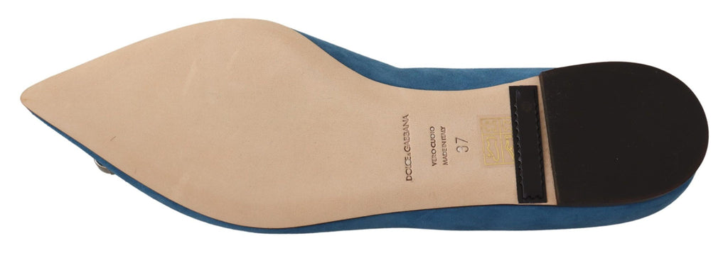 Dolce &amp; Gabbana Elegante, mit Kristallen verzierte Wildleder-Ballerinas