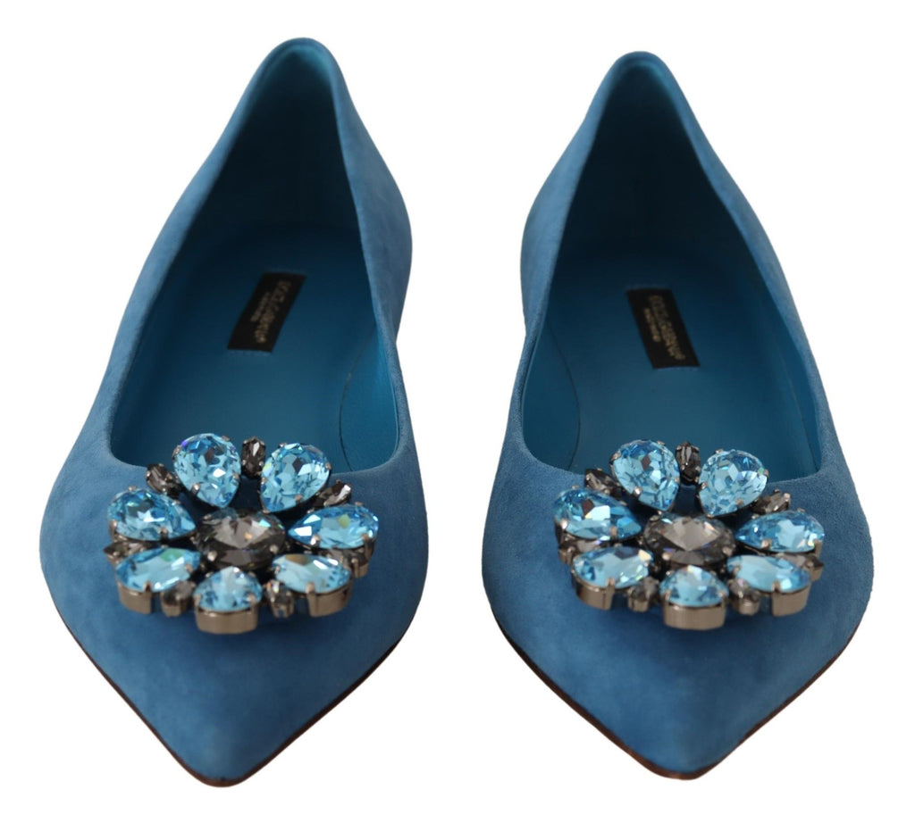 Dolce &amp; Gabbana Elegante, mit Kristallen verzierte Wildleder-Ballerinas