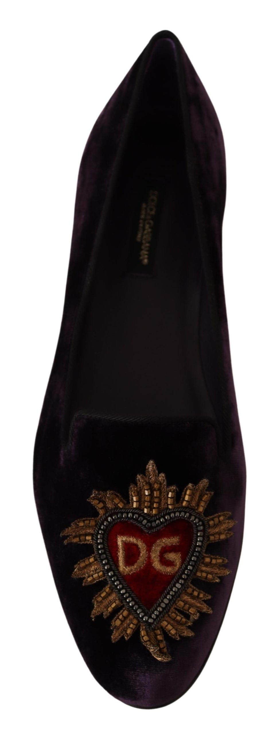 Dolce &amp; Gabbana – Schicke Loafer aus lila Samt mit Herzdetail