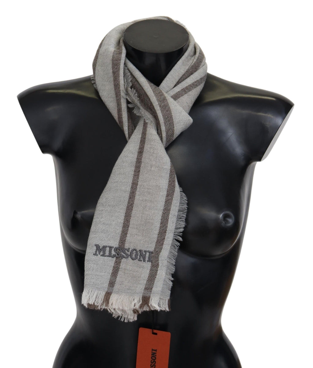 Missoni Mehrfarbiger Wollschal mit Streifen und Fransen, Unisex