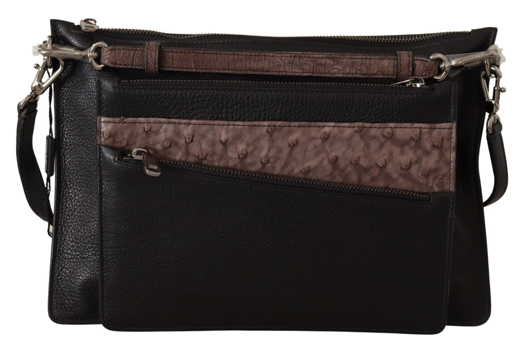 Dolce &amp; Gabbana Élégant sac bandoulière en cuir noir