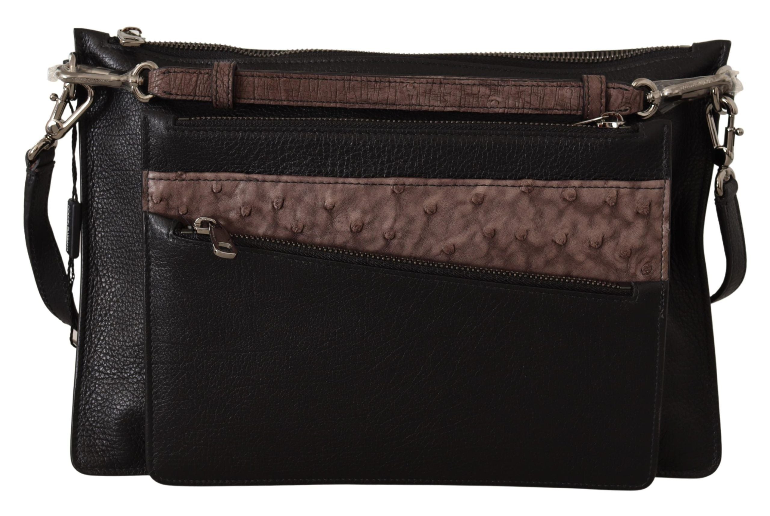 Dolce &amp; Gabbana Élégant sac bandoulière en cuir noir