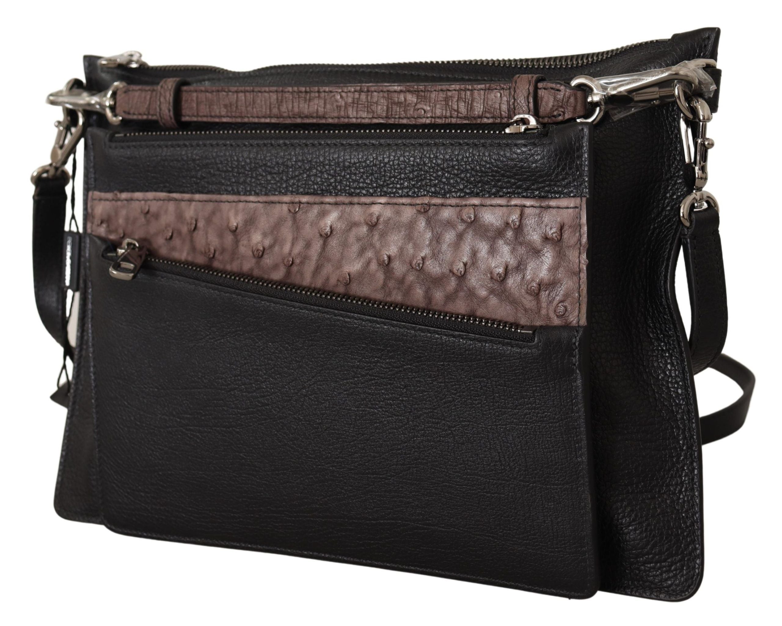 Dolce &amp; Gabbana Élégant sac bandoulière en cuir noir