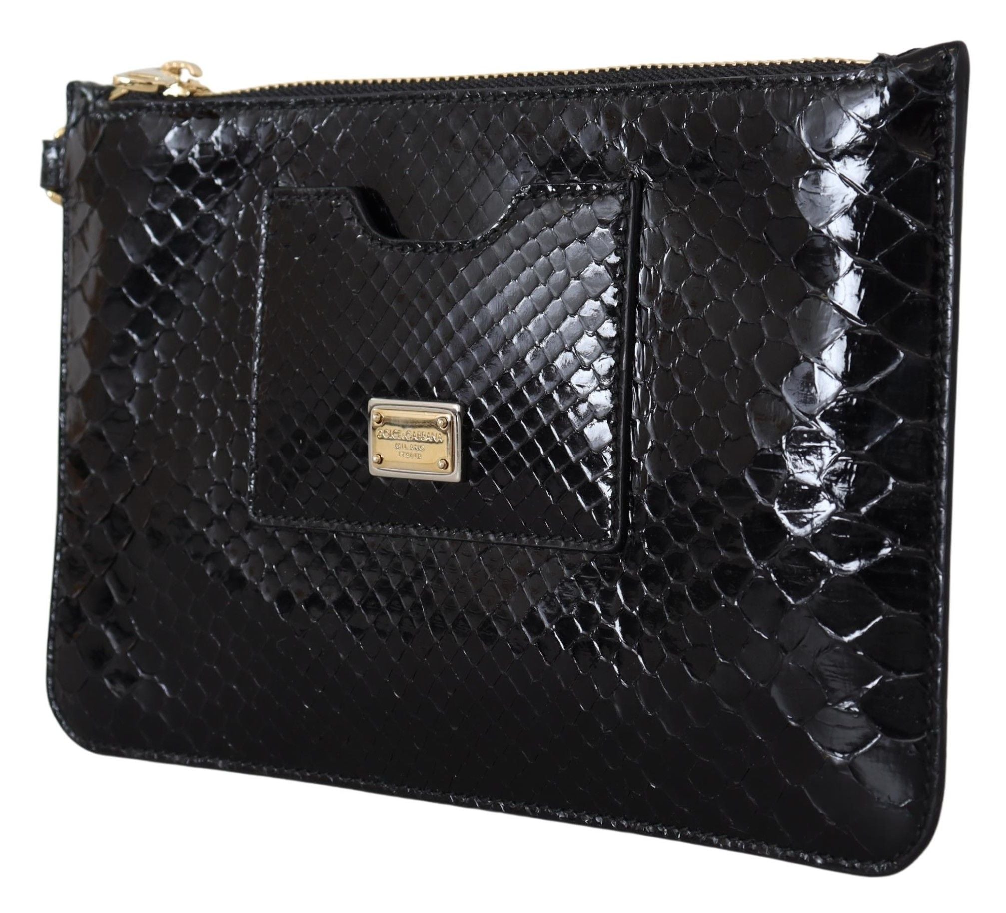 Portefeuille à dragonne en cuir exotique noir Dolce &amp; Gabbana