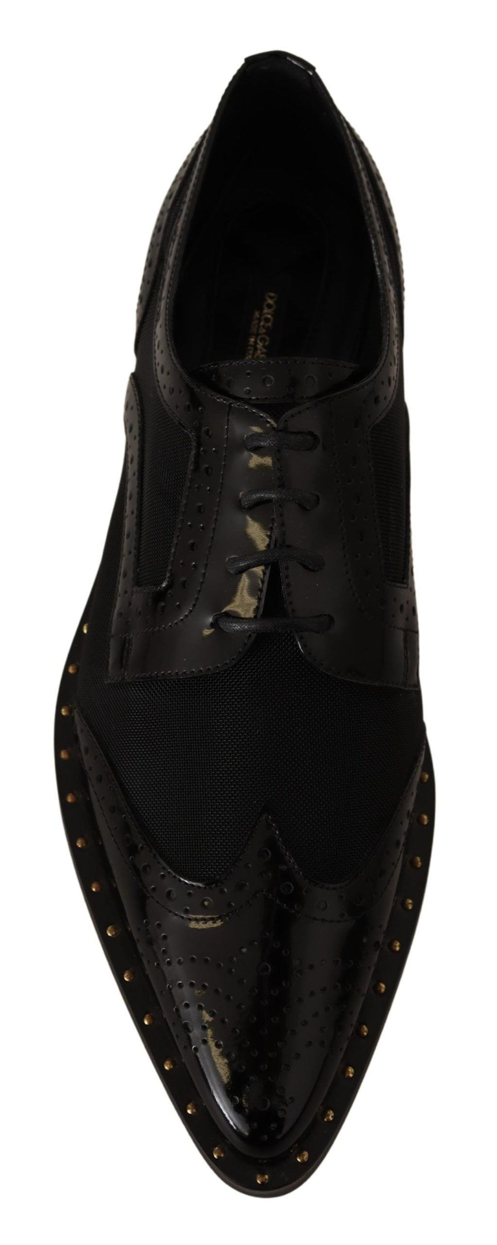 Dolce &amp; Gabbana Elegante schwarze Oxford-Schnürschuhe mit Goldbesatz