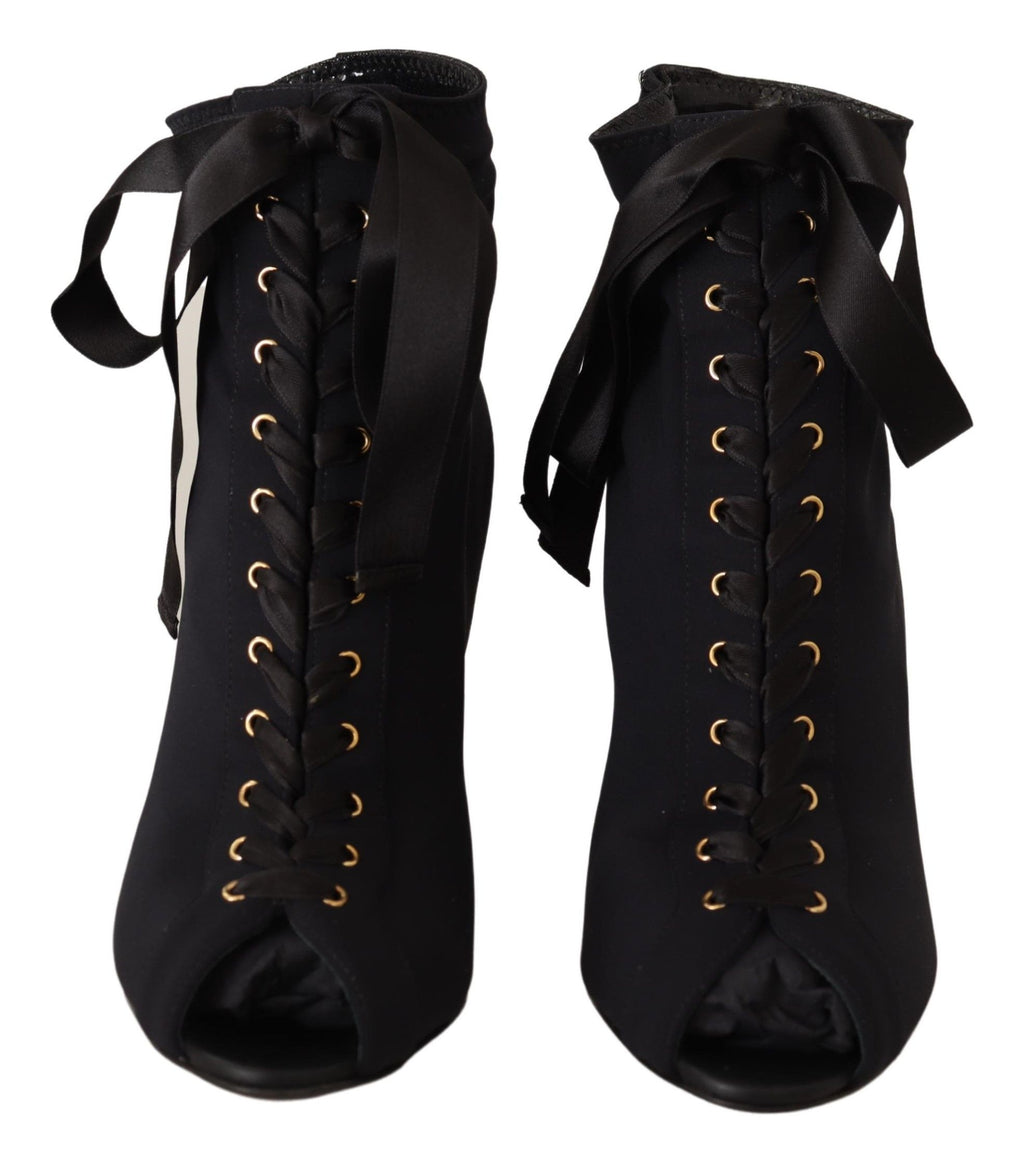 Dolce &amp; Gabbana – Elegante Knöchelstiefel mit offenem Zehenbereich