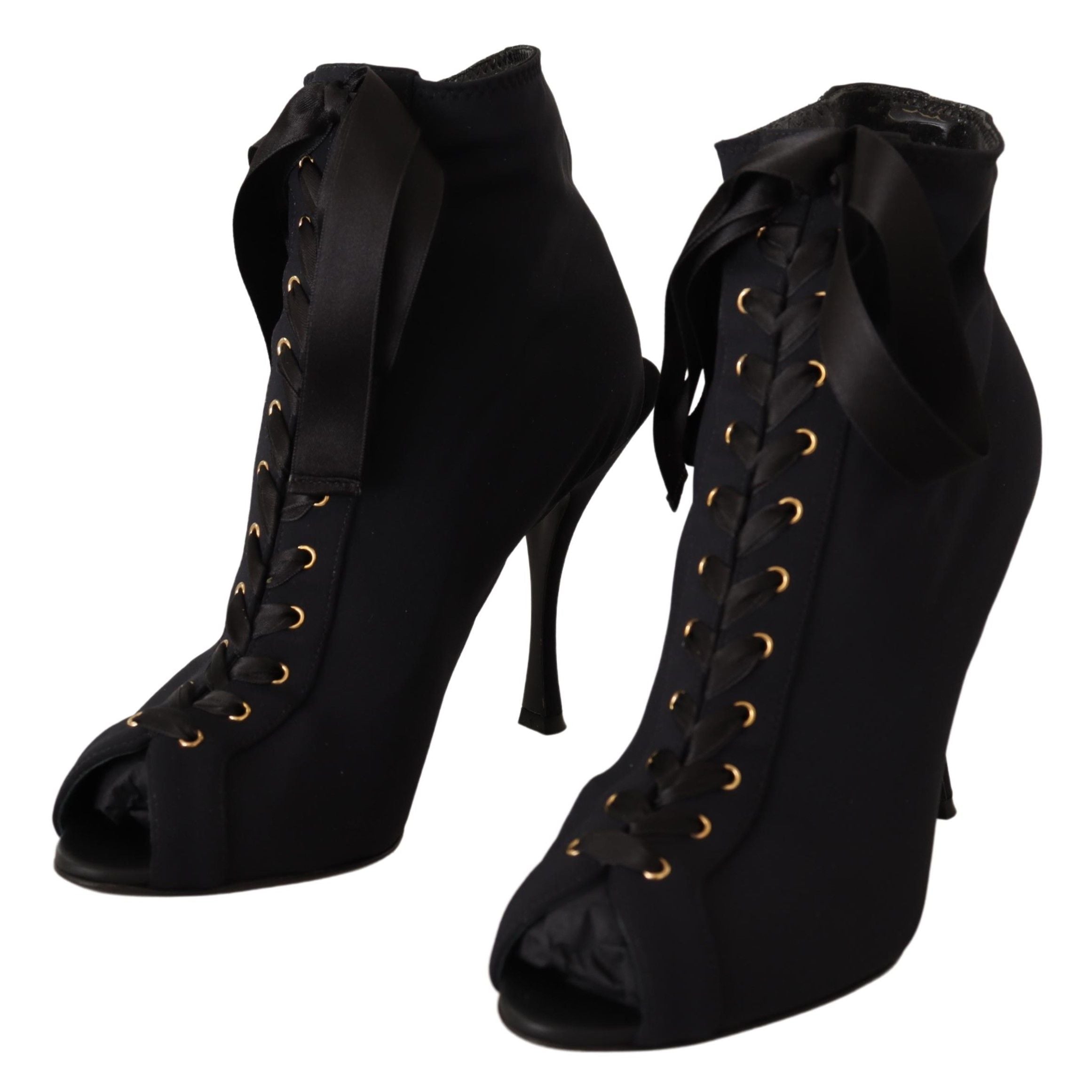 Dolce &amp; Gabbana – Elegante Knöchelstiefel mit offenem Zehenbereich