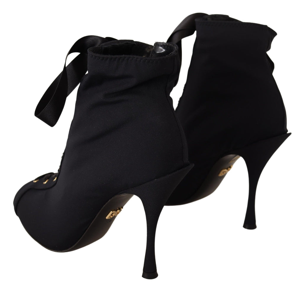 Dolce &amp; Gabbana – Elegante Knöchelstiefel mit offenem Zehenbereich