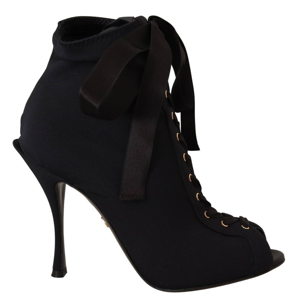 Dolce &amp; Gabbana – Elegante Knöchelstiefel mit offenem Zehenbereich