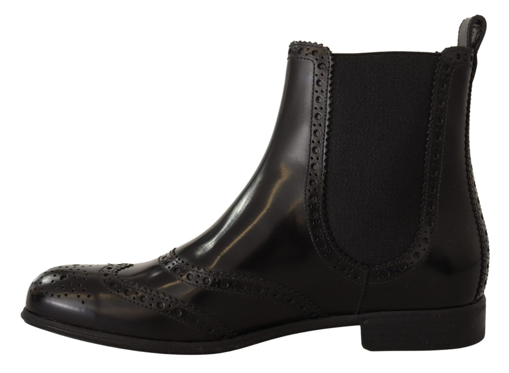 Dolce &amp; Gabbana – Elegante schwarze Oxford-Stiefel mit Flügelkappe