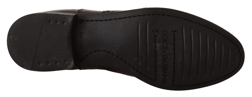 Dolce &amp; Gabbana – Elegante schwarze Oxford-Stiefel mit Flügelkappe