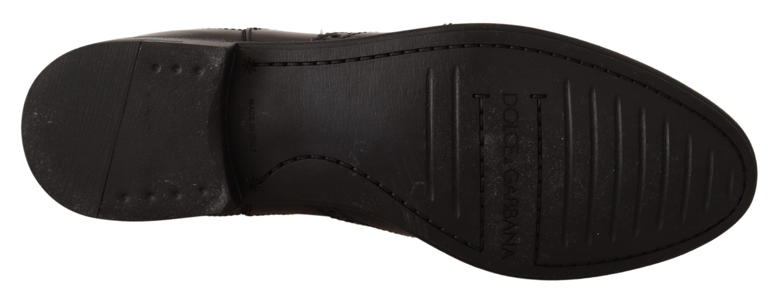 Dolce &amp; Gabbana – Elegante schwarze Oxford-Stiefel mit Flügelkappe