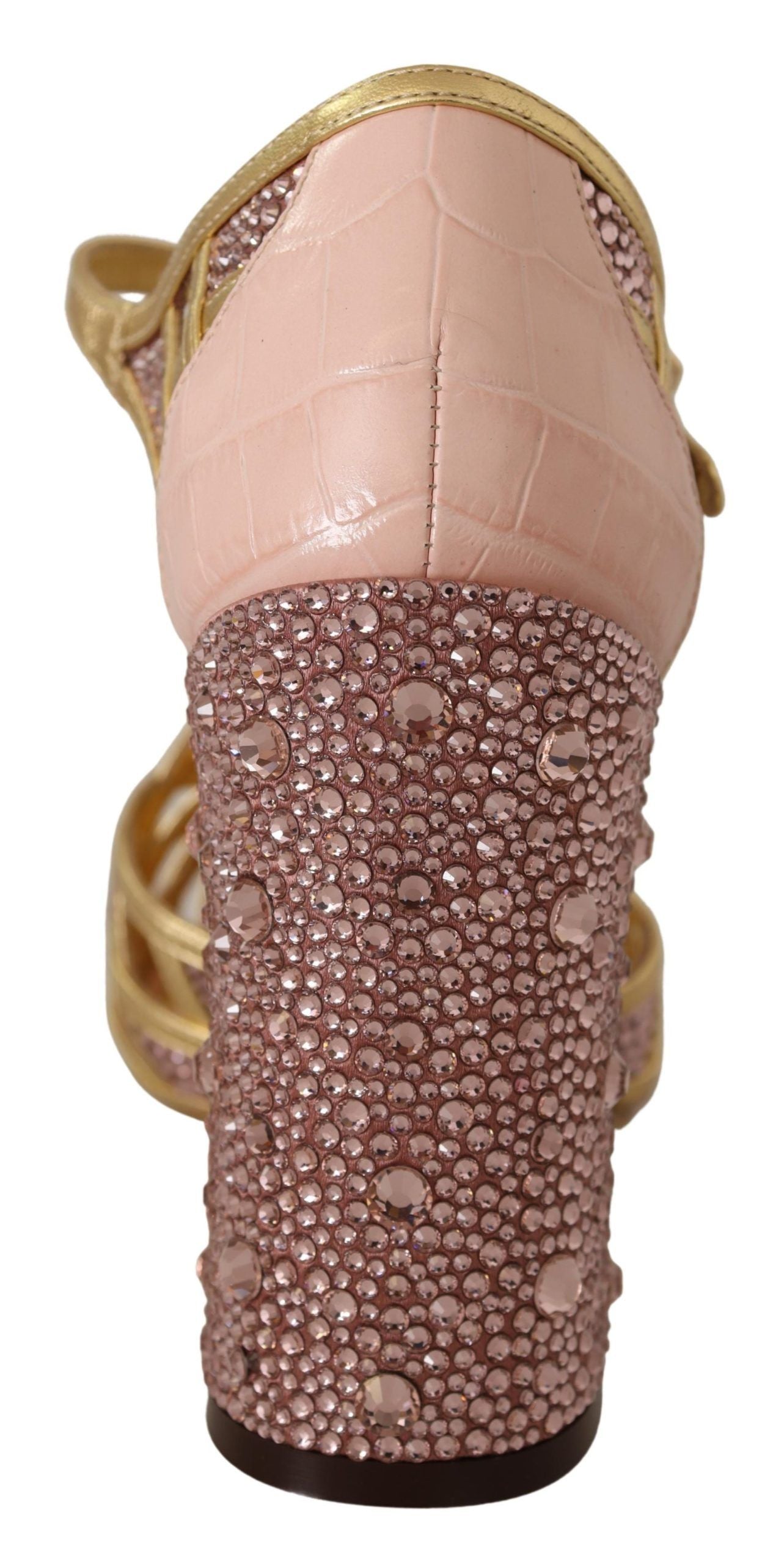 Escarpins Dolce &amp; Gabbana en cuir infusé de soie et cristaux en or rose