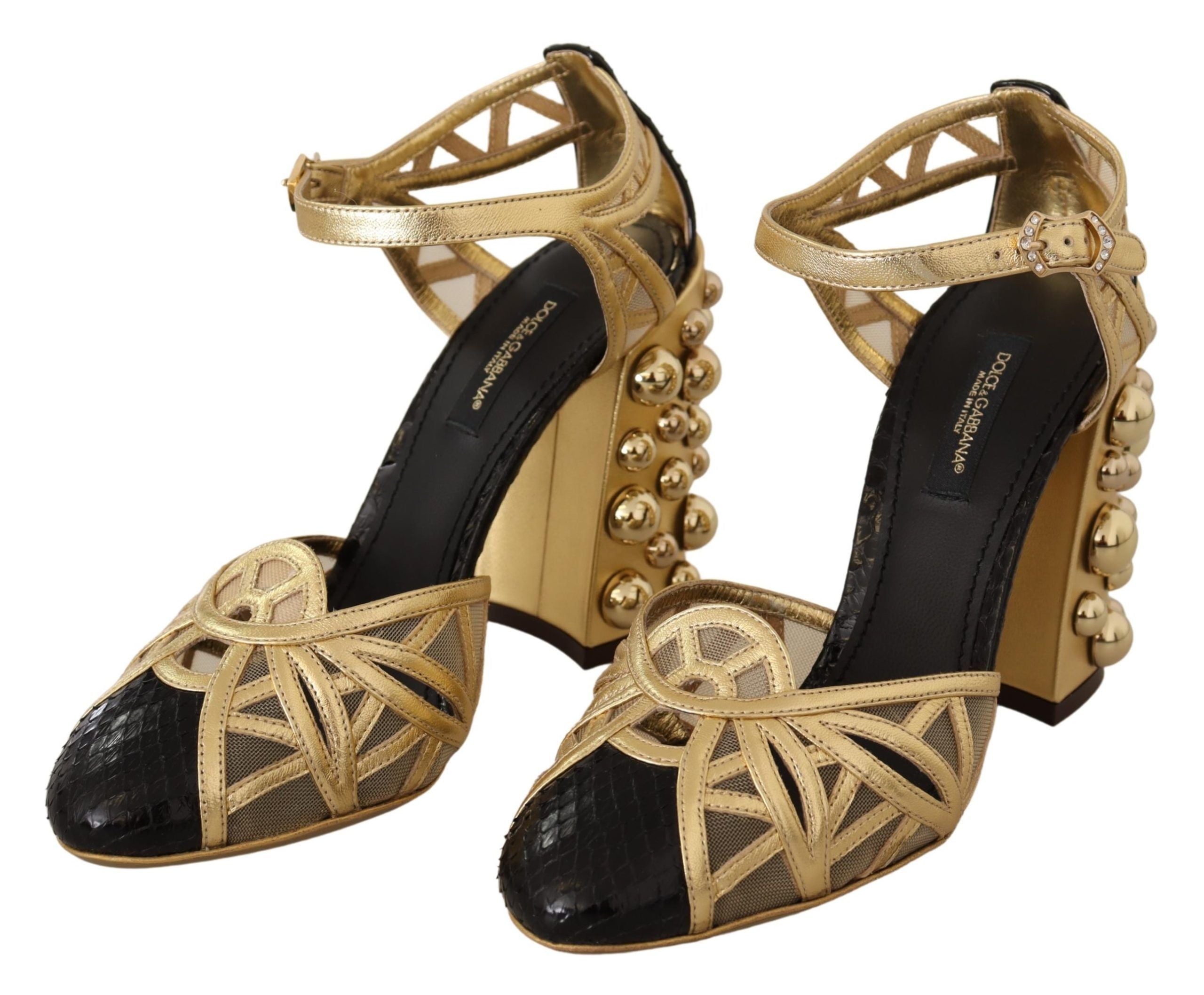 Dolce &amp; Gabbana - Escarpins élégants en cuir ornés de cristaux