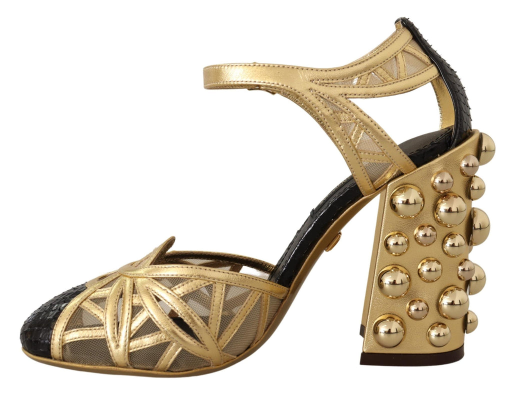 Dolce &amp; Gabbana Elegante Pumps aus Leder mit Kristallbesatz