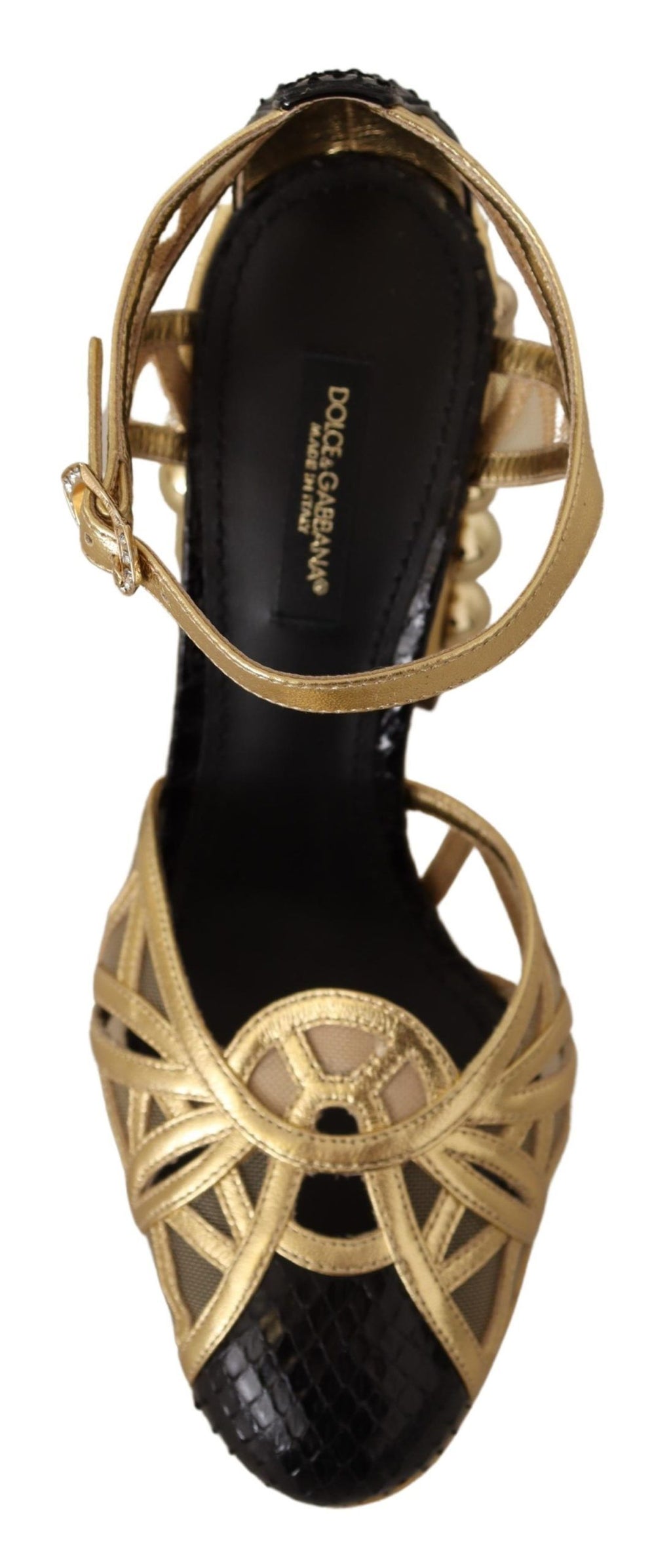 Dolce &amp; Gabbana Elegante Pumps aus Leder mit Kristallbesatz